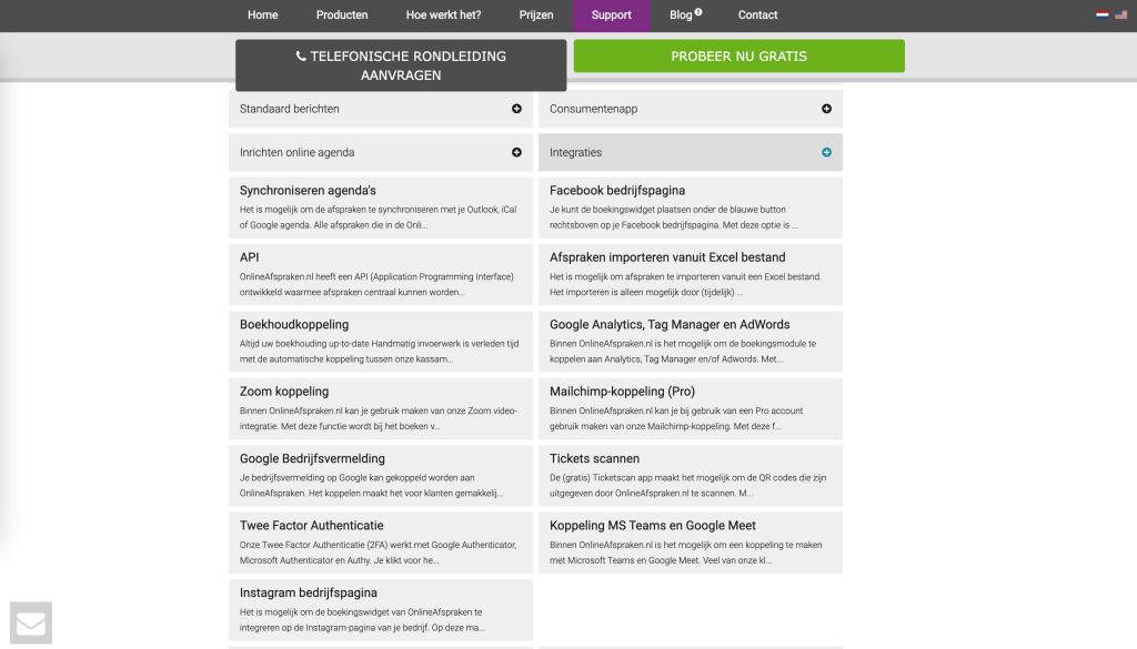 onlineafspraken.nl integraties