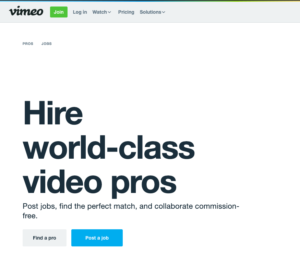 huur een professional in via vimeo