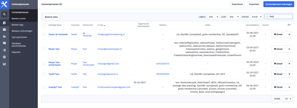 Contactpersonen zijn de basis van ActiveCampaign