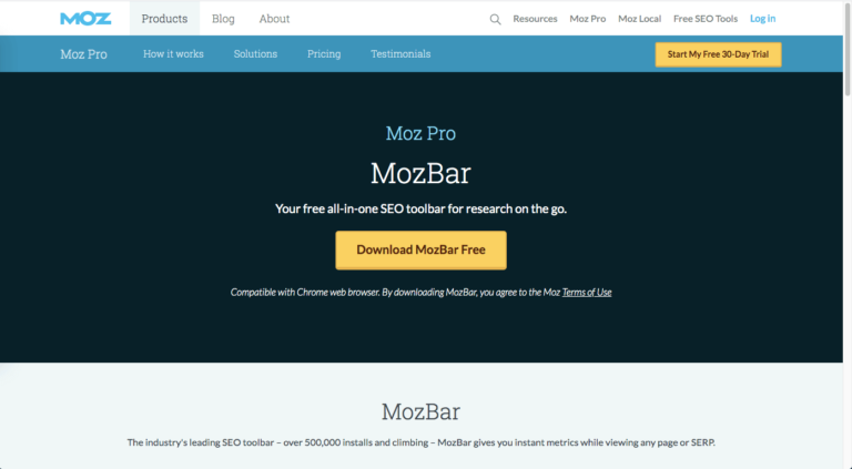 Mozbar SEO tool