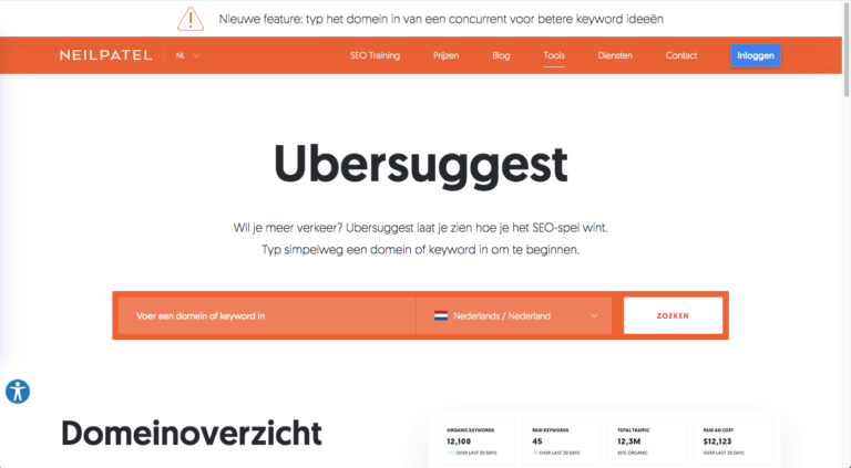 ubersuggest gratis seo-tool